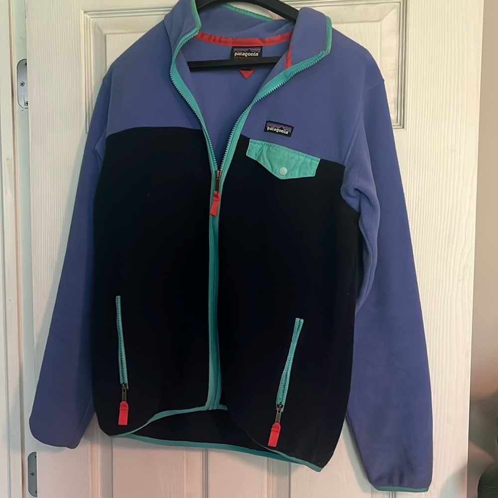 Patagonia synchilla fleece jacket. Color block